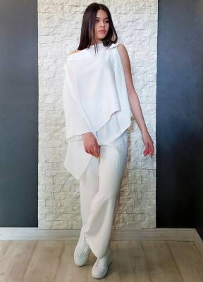 Podrobnoe foto костюм (блуза, брюки) hot fashion белый m 18-3002